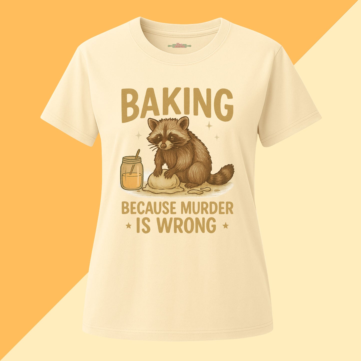 Baking Because Murder Is Wrong Raccoon Tee